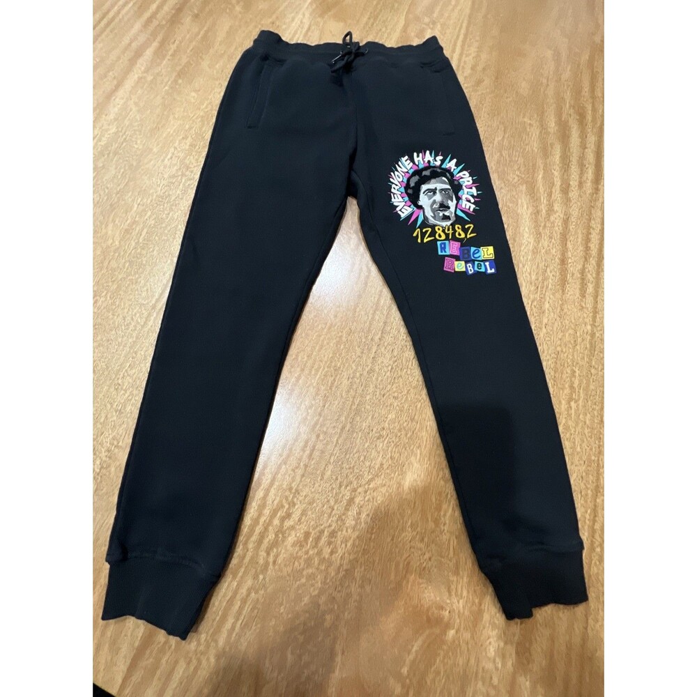 REBEL MINDS Pablo ESCOBAR "EVERYONE HAS A PRICE" 128482 Black Joggers‎ Sz Medium